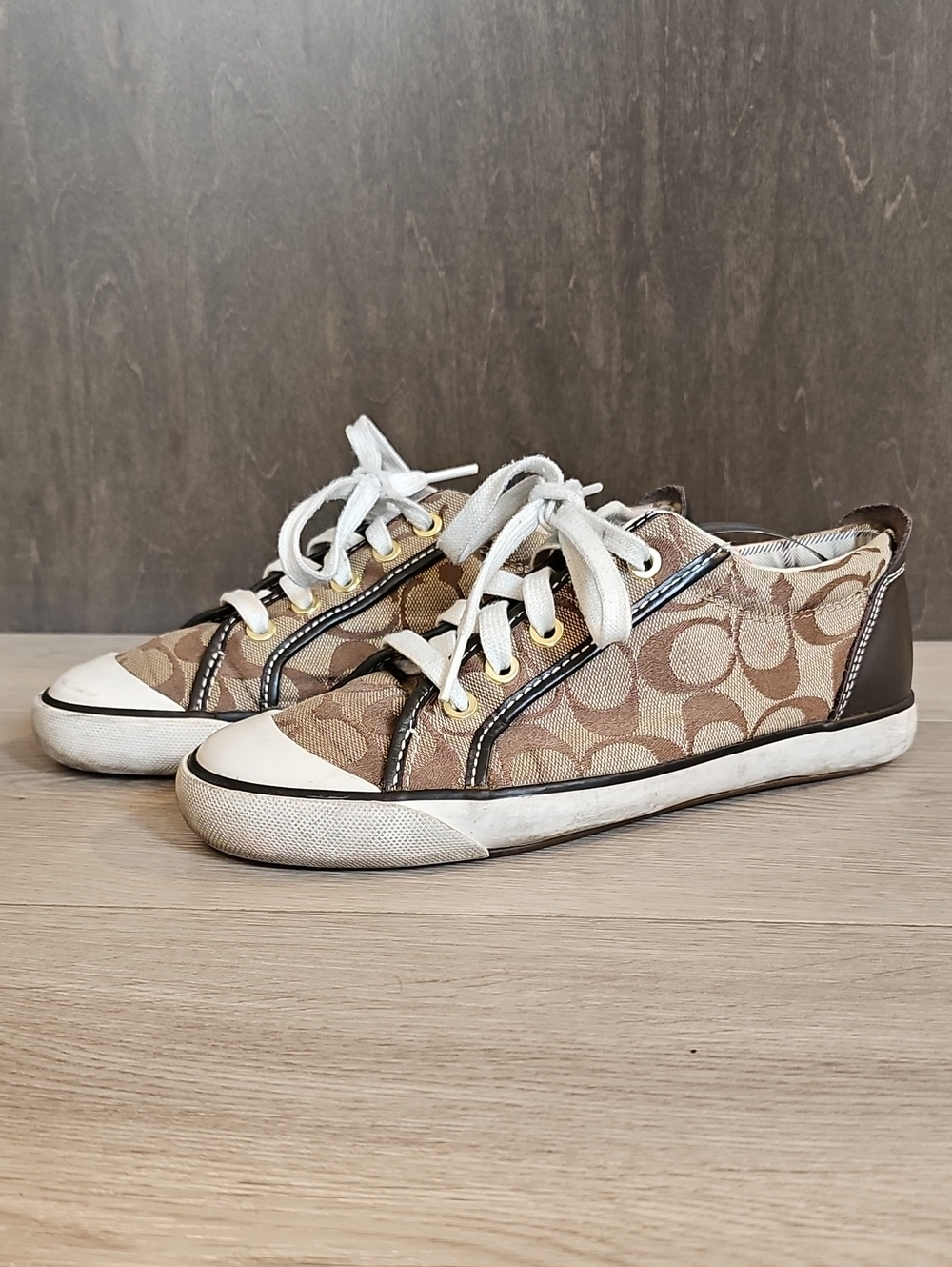 Y2K Coach F0007 Barrett Monogram Canvas Low Top Sneakers Size 7